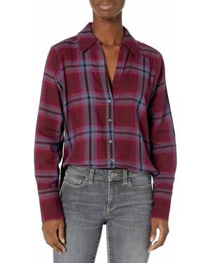 PAIGE Davlyn Long Sleeve Button Down Flannel Shirt - Red