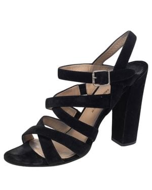 Paul Andrew Suede Ankle Strap Block Heel Sandals - Black