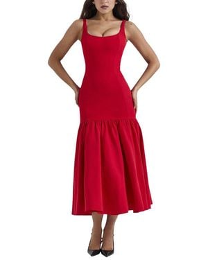VIBI Solid Midi Dress - Red