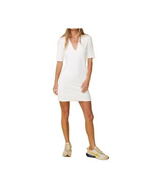 Monrow Terry Cloth Collar Neck Dress - White