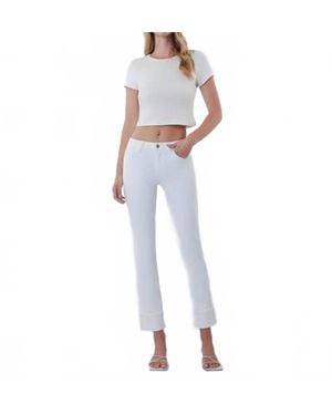 VERVET BY FLYING MONKEY Mid Rise Cuffed Crop Slim Straight Jeans - Blue