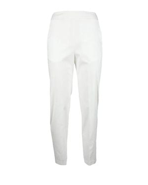 Caractere Cotton-Blend Stretch Pants With Tapered Ankle And Elastic Waistband - White