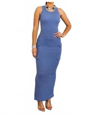 SurelyMine Ribbed Midi Dress - Blue
