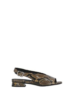 Poeve Diamante Leather Slingback Mules - Brown