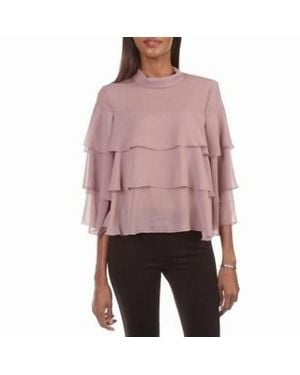 Bishop + Young Ruffle High-Neck Blouse - Red
