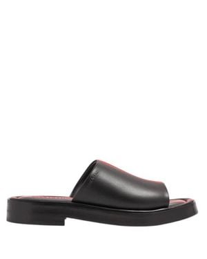 Salvatore Ferragamo Lionel Black Leather Slide Sandals Ferragamo Lionel Whipstitched Leather Slides In Black | ModeSens main image 4