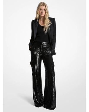MICHAEL Michael Kors Mk Sequined Georgette Cargo Pants - Black