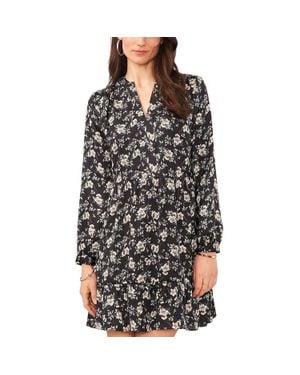 Vince Camuto Floral Long Sleeved Mini Dress - Black