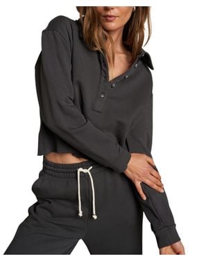 PERFECTWHITETEE Vinny Fleece Quarter Sleeve Sweatshirt - Black