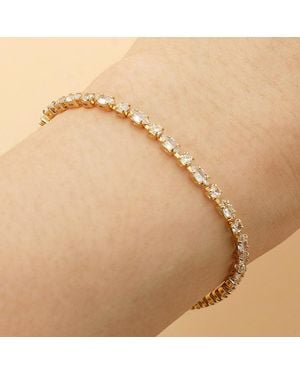Fashnzfab 18K Dipped Marquise Round Crystal Tennis Bracelet - Natural