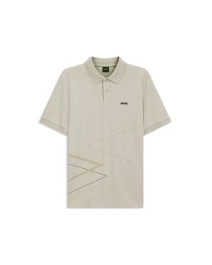 BOSS Pima Cotton Polo Shirt With Placed Print - Natural