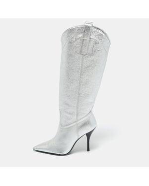 Stuart Weitzman Leather Knee Length Boots - Gray