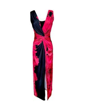 Ariella Twist Front Slit Maxi Dress - Red
