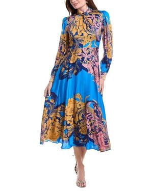 Tahari The Raquel Silk-Blend Dress - Blue