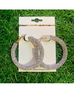 MYS Wholesale Clear Crystal Rhinestone Hoop Earrings - Green