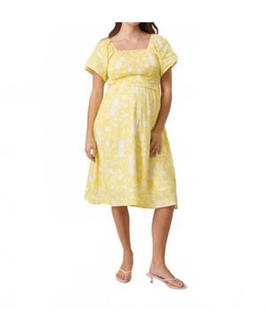Kindred Bravely Lola Smocked Maternity & Nursing Midi Dress - Yellow