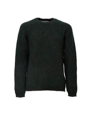 Amaranto Ribbed Knit Sweater With Raglan Sleeves And Embroidered Detail - Black