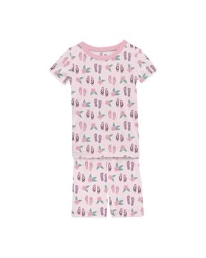 KICKEE Kid's Short Sleeve Pajama Set With Shorts - Pink