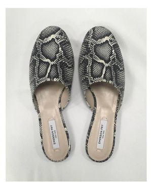 Emerson Fry Embossed Leather Flat Mule - Gray