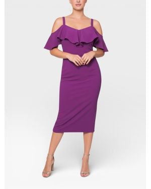 Rachel Roy Marcella Off The Shoulder Ruffle Midi Dress - Purple