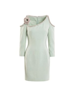 Saiid Kobeisy Mini Dress With Crystal Embellishments - Green