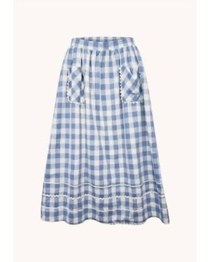 AUREUM Ric Rac Trim Midi Skirt - Blue