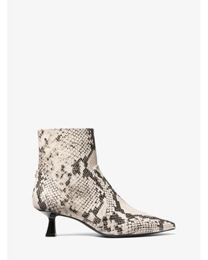 Michael Kors Outlet Amali Snake Embossed Boot - White