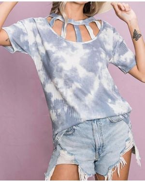 Bibi Tie Dye Cutout Detail Top - Blue