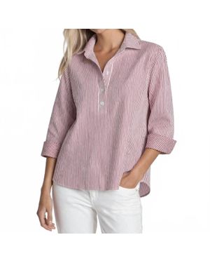 Hinson Wu Aileen 3/4 Sleeve Stripe Button Back Blouse - Purple