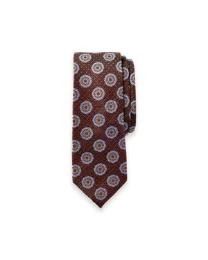 Paul Fredrick Medallion Woven Silk Tie - Red