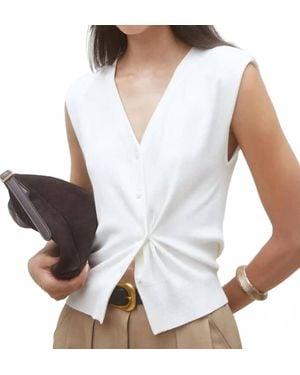Suncoo Draped Sleeveless Cardigan - White