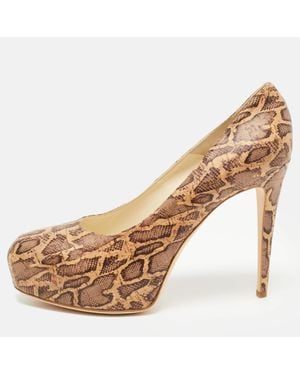 Brian Atwood Cork Print Platform Pumps - Natural