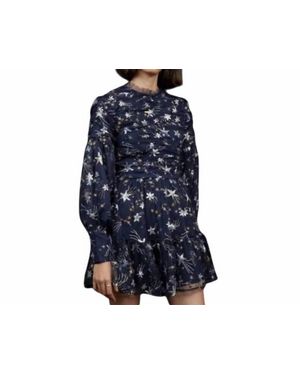 Sister Jane Shooting Star Embroidered Long Sleeve Mini Dress - Blue