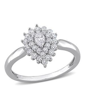 Mimi & Max 1/2Ct Tw Pear Round Diamond Graduated Halo Engagement Ring 14K - Metallic