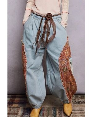 Pol Boho Floral Patchwork Cargo Sweatpants - Multicolor