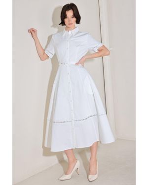 TRUEDAMES Elegant Encounter Woven Midi Dress - White