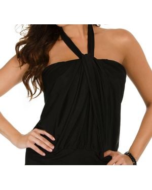 Miraclesuit Halter Blouson Underwire Tankini Top - Black