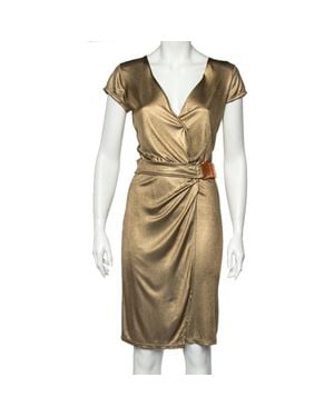 Roberto Cavalli Metallic Belt Detail Faux Wrap Dress