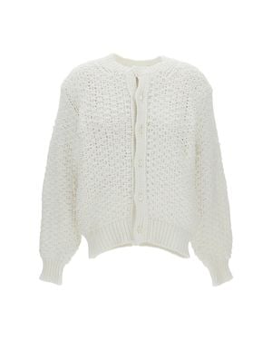 Comme des Garçons Cable-Knit Crew Neck Cropped Cardigan - White