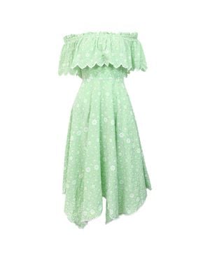 Charo Ruiz Khadi Off-Shoulder Midi Dress - Green