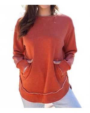 Grace and Lace Vintage Wash Tunic Sweatshirt - Red