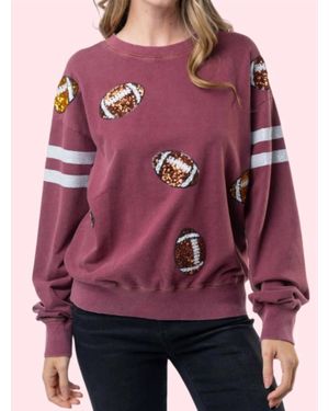 White Birch Football Sequin Sweatshirt - Red