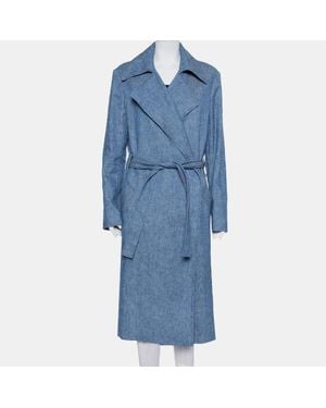 MSGM Denim Tailored Belted Coat - Blue