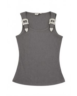 Pretty Garbage Buckle Tank Top - Gray