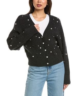 Brodie Cashmere Beverley Bead Button Back Cashmere Sweater - Black