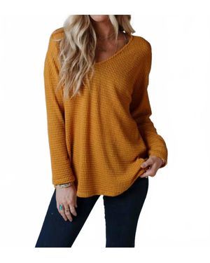 Three Bird Nest Flattering Open Back Thermal Knit Top - Brown