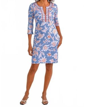 Gretchen Scott Jersey Split Neck Dress - Blue