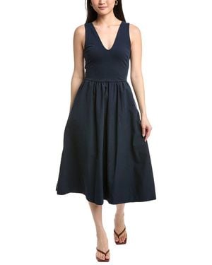 Nation Ltd Daria V-Neck Midi Dress - Blue