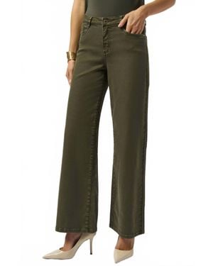 Joseph Ribkoff Mid-Rise Wide Leg Denim Jeans - Green