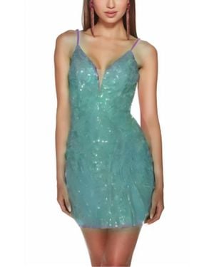 Alyce Paris Sequin Lace Short Dress - Green